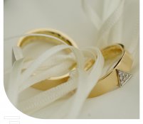 Partner ringen wit met geel goud en briljant pave