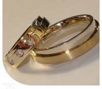 Partner ringen wit met geel goud en briljant