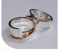 Partner ringen zilver met roodgoud
